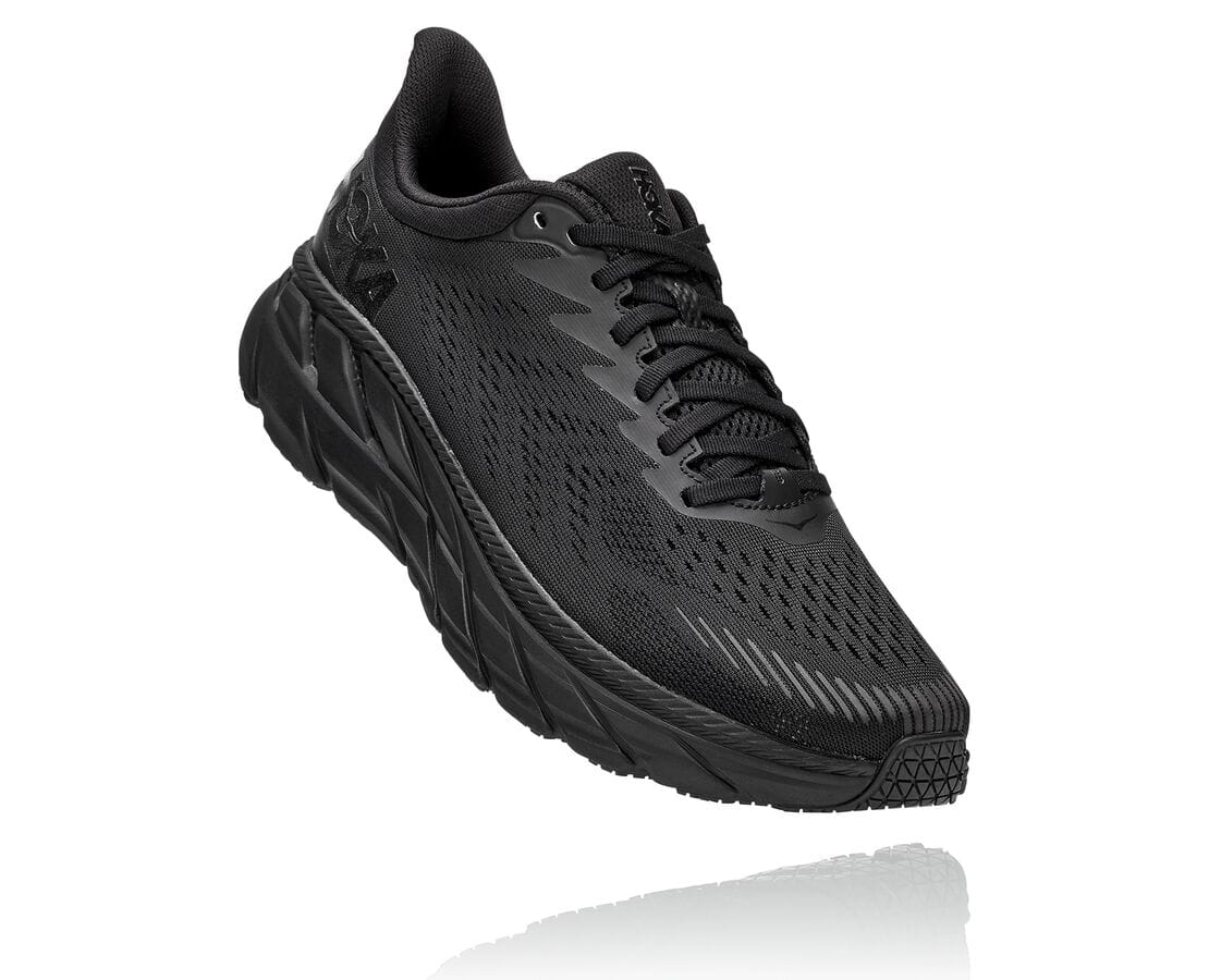 Hoka One One Clifton 7 Herren Straßenlaufschuhe Schwarz | (DE-0921QNIAM)